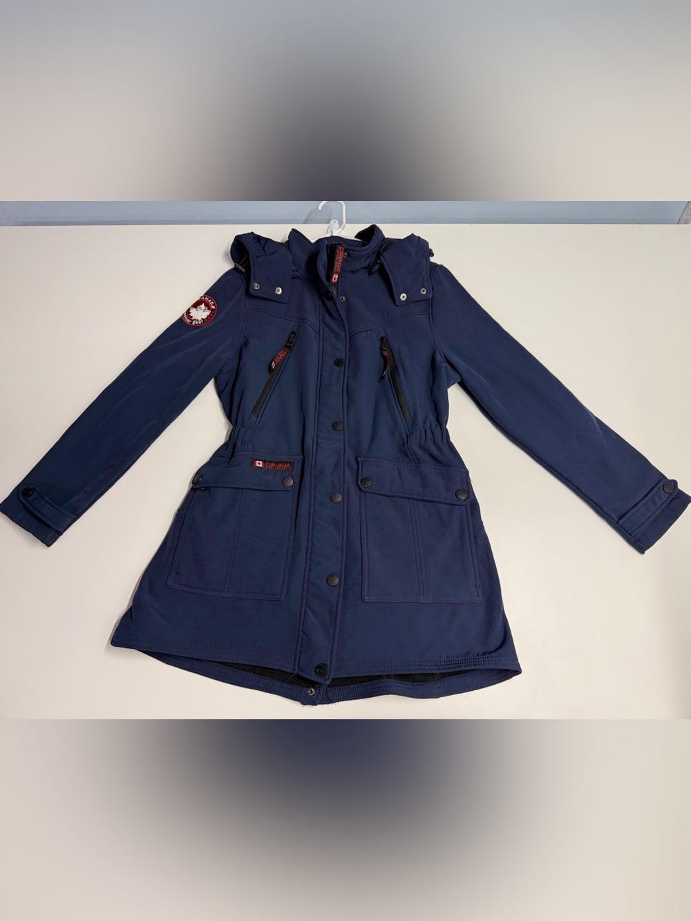 Women’s Navy Trench Coat with Hood - Canada Inspired Outerwear